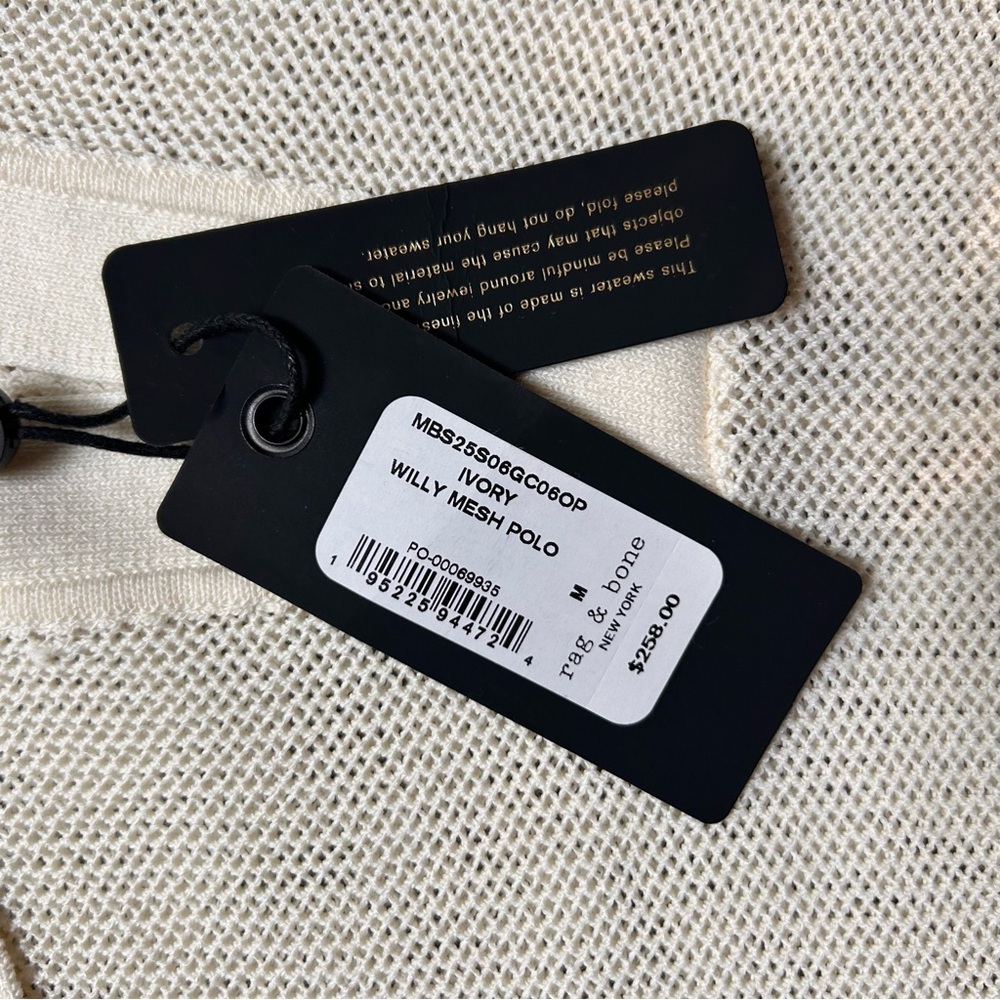 SOLD rag & bone | Willy Mesh Cream Polo Shirt Classic Knit (Medium) - Picture 10 of 14